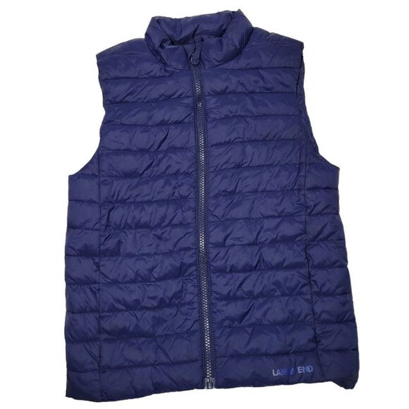 Lands End Packable Puffer Vest Boys Medium (8) Blue Insulated Down Alternative - Picture 1 of 14